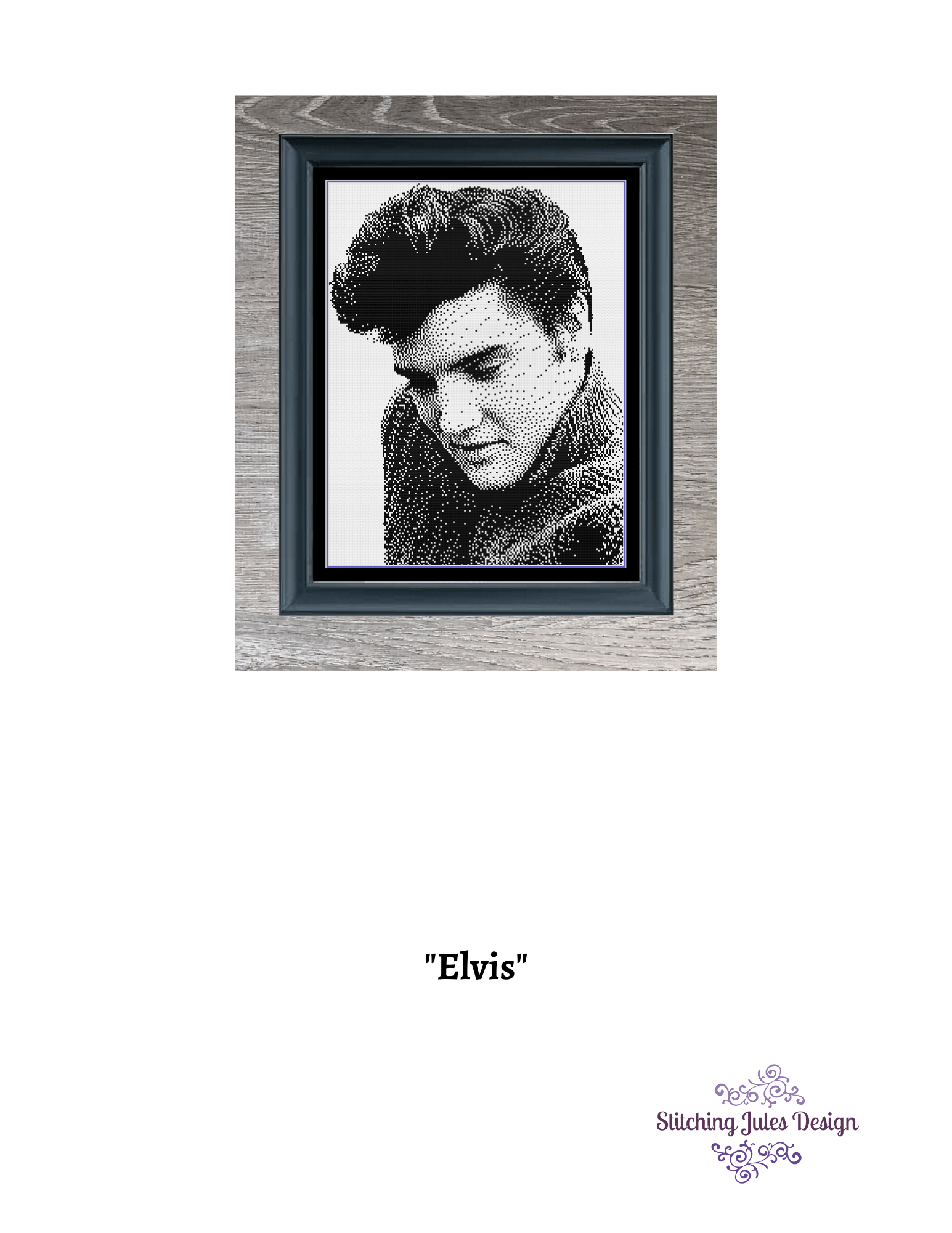 Stitching Jules Design Cross Stitch Pattern Elvis Presley Cross Stitch Pattern | Monochrome Cross Stitch Pattern | PDF Digital Download   Pattern Keeper Ready