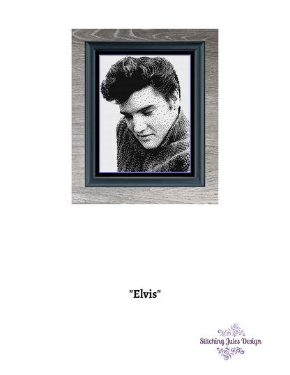 Stitching Jules Design Cross Stitch Pattern Elvis Presley Cross Stitch Pattern | Monochrome Cross Stitch Pattern | PDF Digital Download   Pattern Keeper Ready