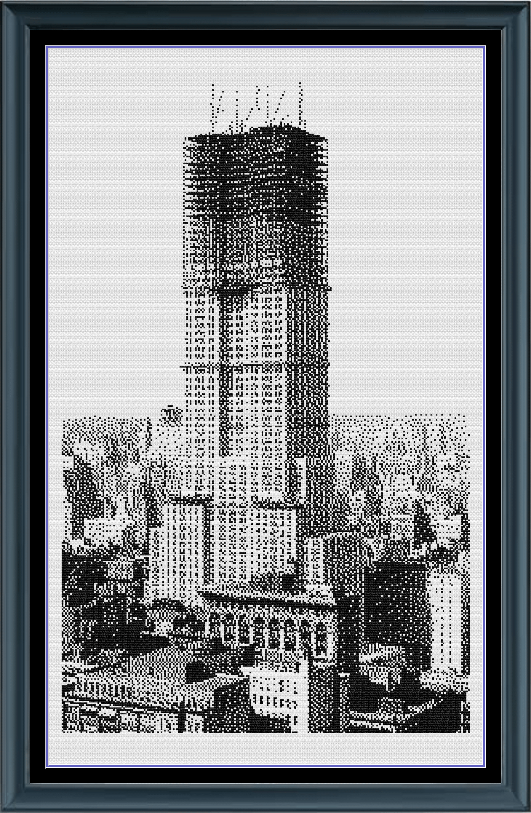 Stitching Jules Design Cross Stitch Pattern Empire State Building Construction Vintage Monochrome Counted Cross-Stitch Pattern (Digital Download)