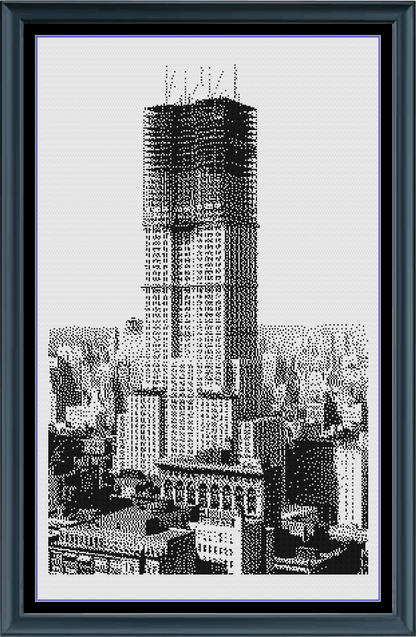 Stitching Jules Design Cross Stitch Pattern Empire State Building Construction Vintage Monochrome Counted Cross-Stitch Pattern (Digital Download)