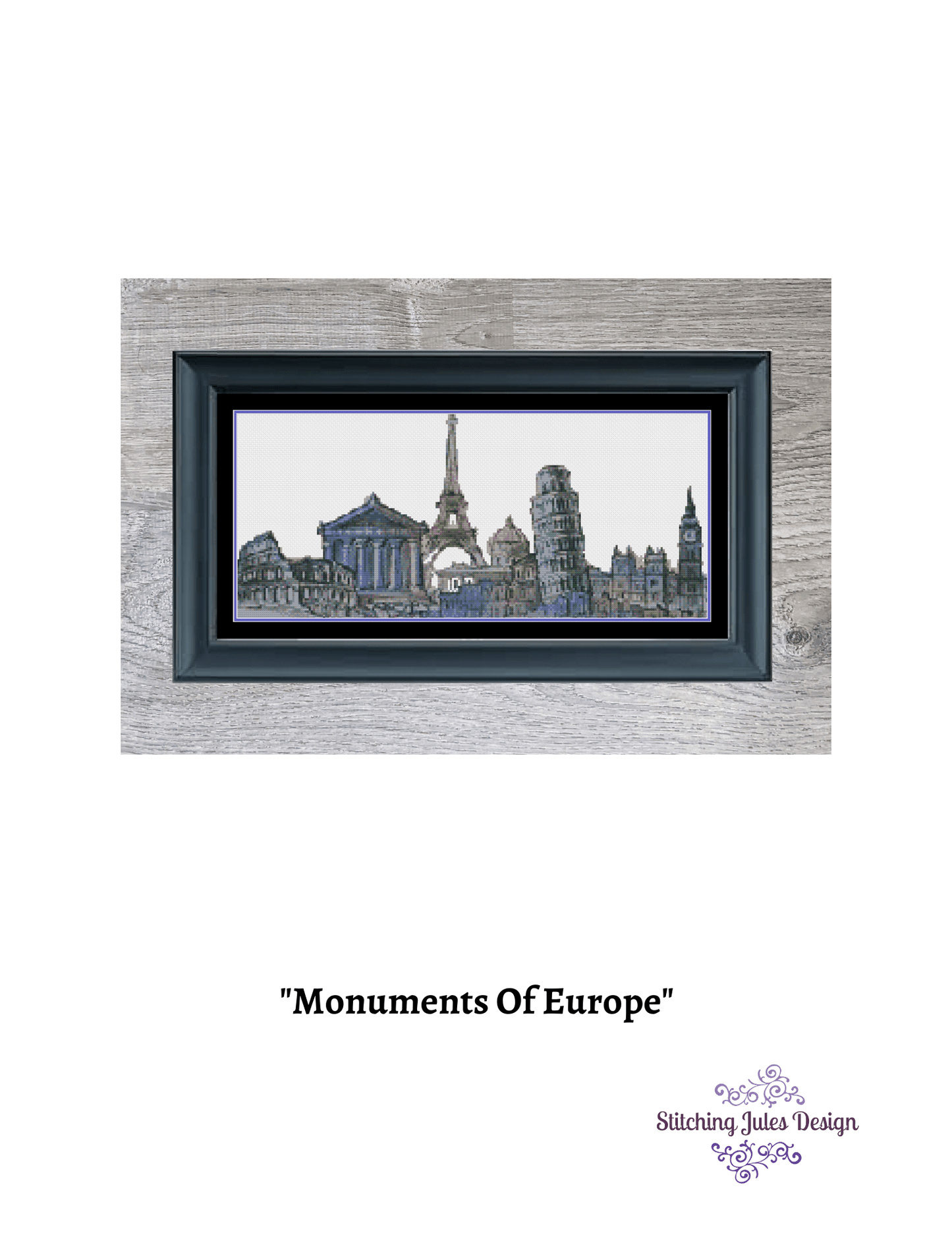 Stitching Jules Design Cross Stitch Pattern Europe Cross Stitch Pattern | European Landmarks | Eiffel Tower | Coliseum | Cross Stitch Pattern | PDF Download