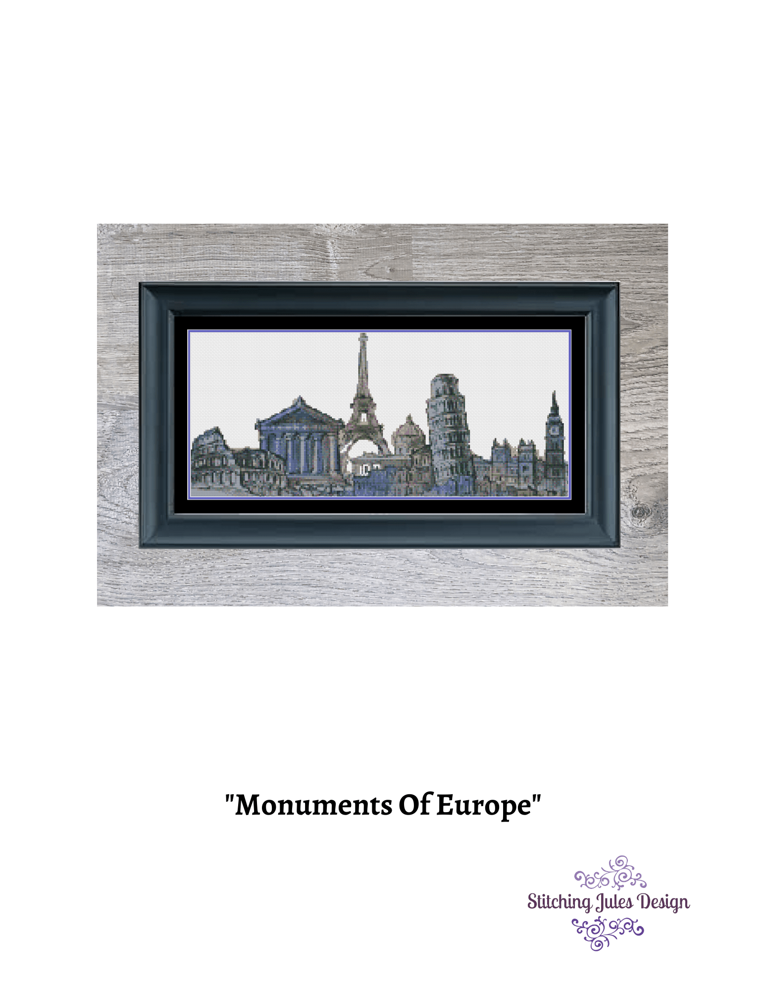 Stitching Jules Design Cross Stitch Pattern Europe Cross Stitch Pattern | European Landmarks | Eiffel Tower | Coliseum | Cross Stitch Pattern | PDF Download