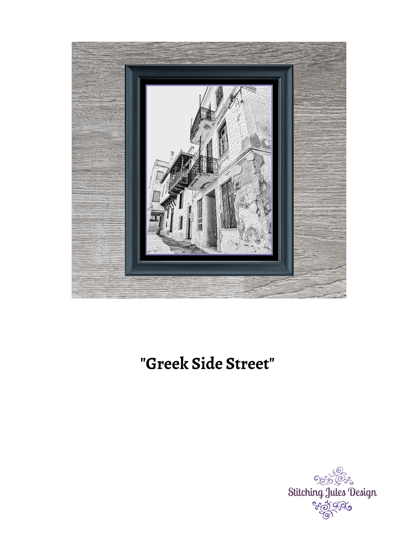 Stitching Jules Design Cross Stitch Pattern European Greek City Street Monochrome Cross Stitch Pattern Instant PDF Download