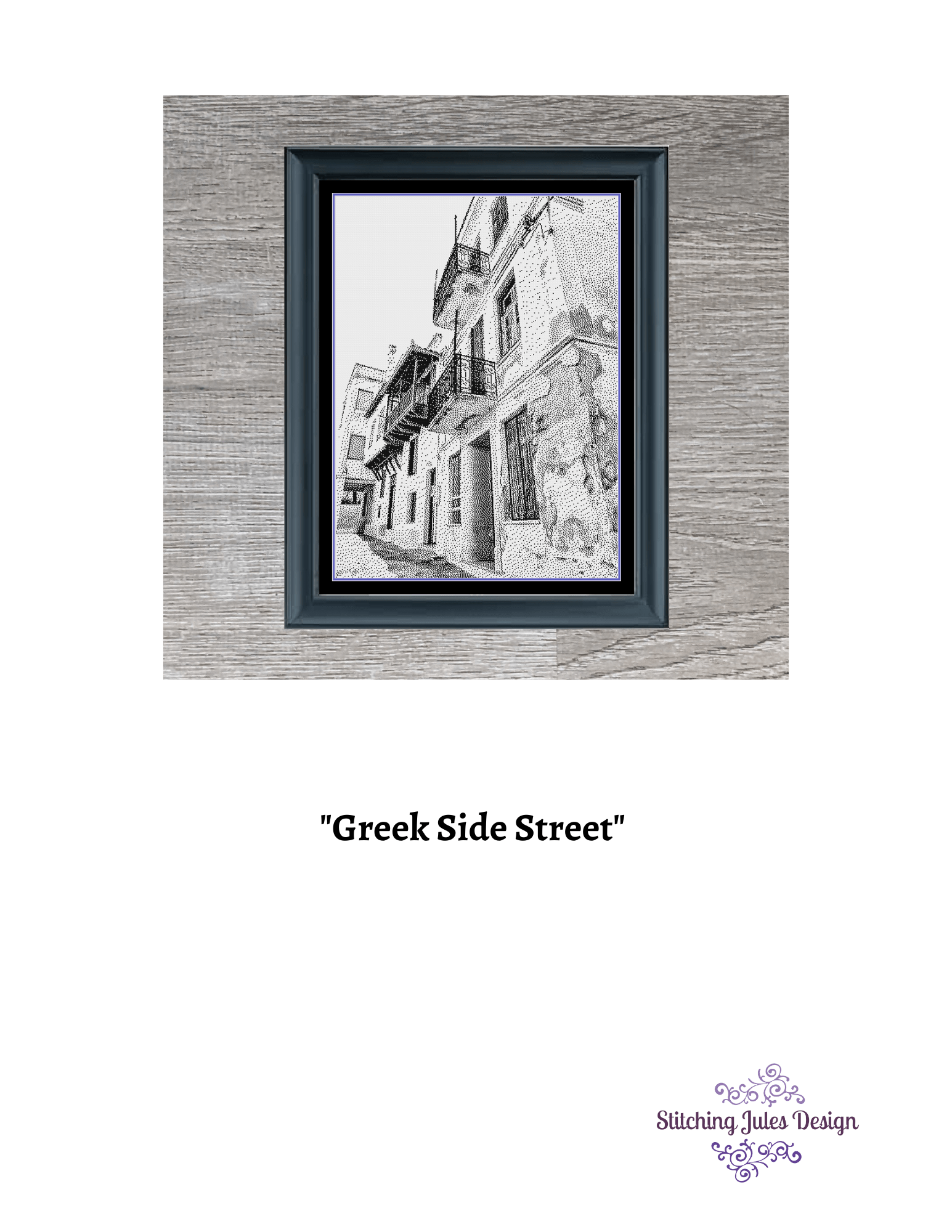 Stitching Jules Design Cross Stitch Pattern European Greek City Street Monochrome Cross Stitch Pattern Instant PDF Download