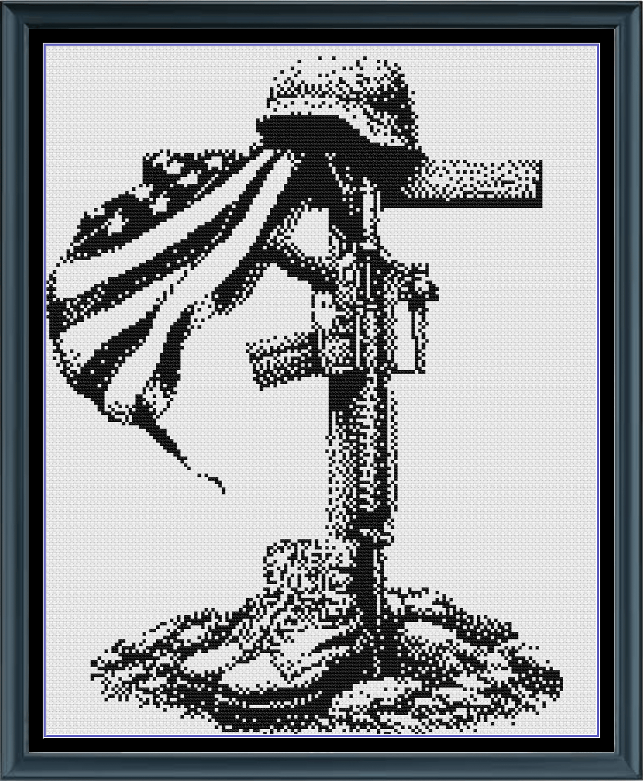 Stitching Jules Design Cross Stitch Pattern Fallen Hero Monochrome