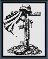 Thumbnail for Stitching Jules Design Cross Stitch Pattern Fallen Hero Monochrome