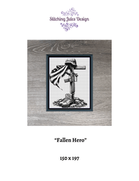 Thumbnail for Stitching Jules Design Cross Stitch Pattern Fallen Hero Monochrome