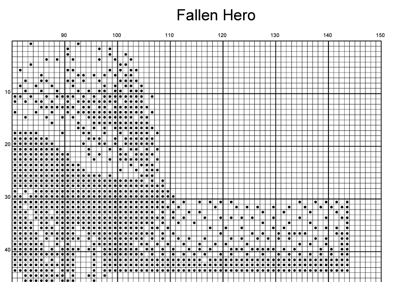 Stitching Jules Design Cross Stitch Pattern Fallen Hero Monochrome