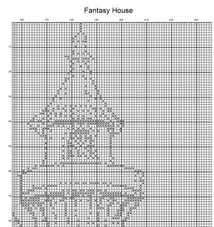 Stitching Jules Design Cross Stitch Pattern Fantasy House Monochrome Sketch Counted Cross Stitch Pattern Digital Download