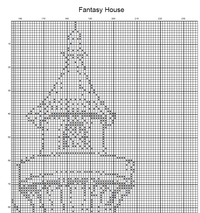 Thumbnail for Stitching Jules Design Cross Stitch Pattern Fantasy House Monochrome Sketch Counted Cross Stitch Pattern Digital Download