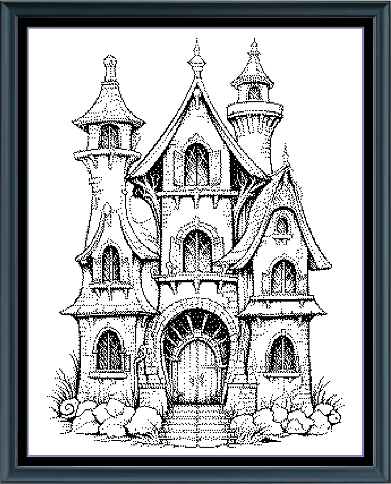 Stitching Jules Design Cross Stitch Pattern Fantasy House Monochrome Sketch Counted Cross Stitch Pattern Digital Download