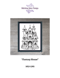 Thumbnail for Stitching Jules Design Cross Stitch Pattern Fantasy House Monochrome Sketch Counted Cross Stitch Pattern Digital Download