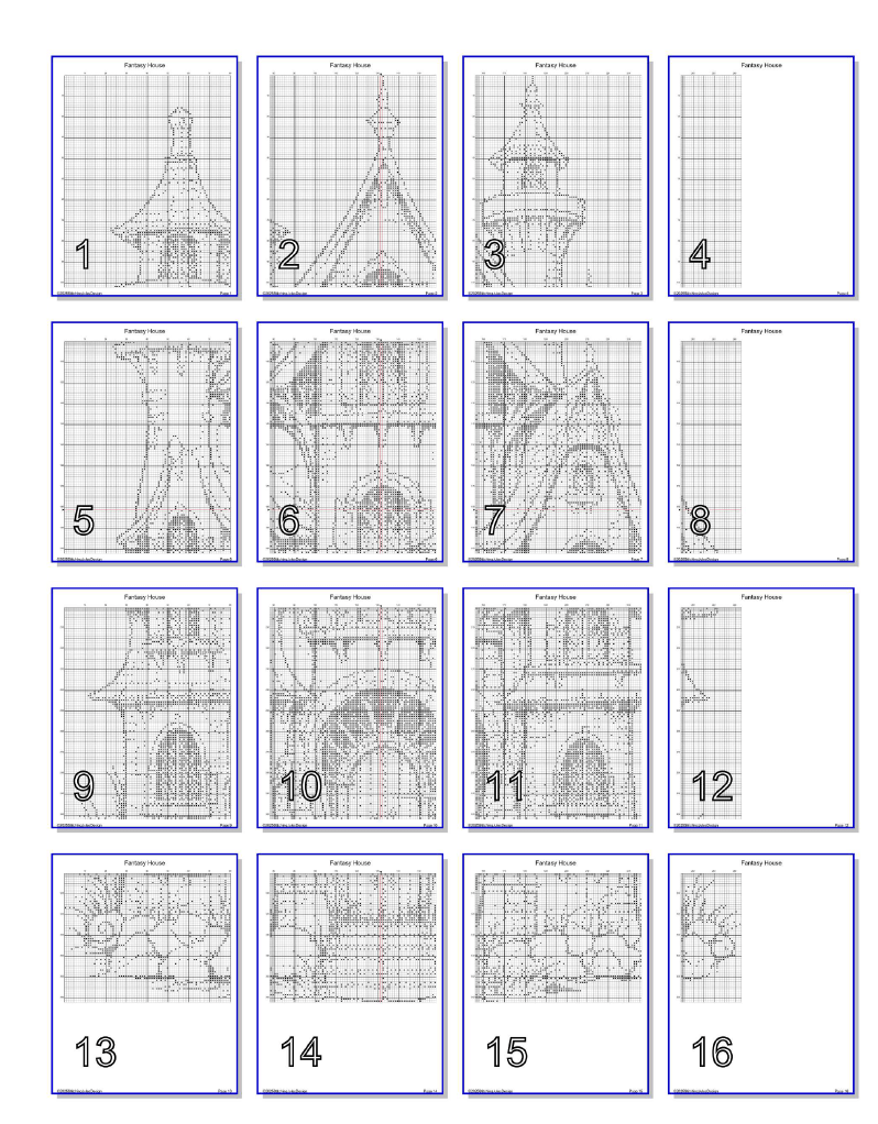 Stitching Jules Design Cross Stitch Pattern Fantasy House Monochrome Sketch Counted Cross Stitch Pattern Digital Download
