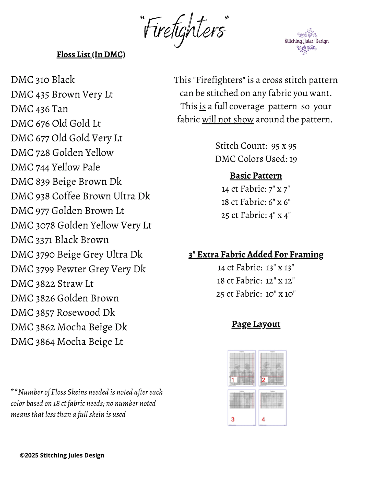 Stitching Jules Design Cross Stitch Pattern Firefighters Fire Firemen First Responders Mini Full Coverage Counted Cross Stitch Pattern Digital Download