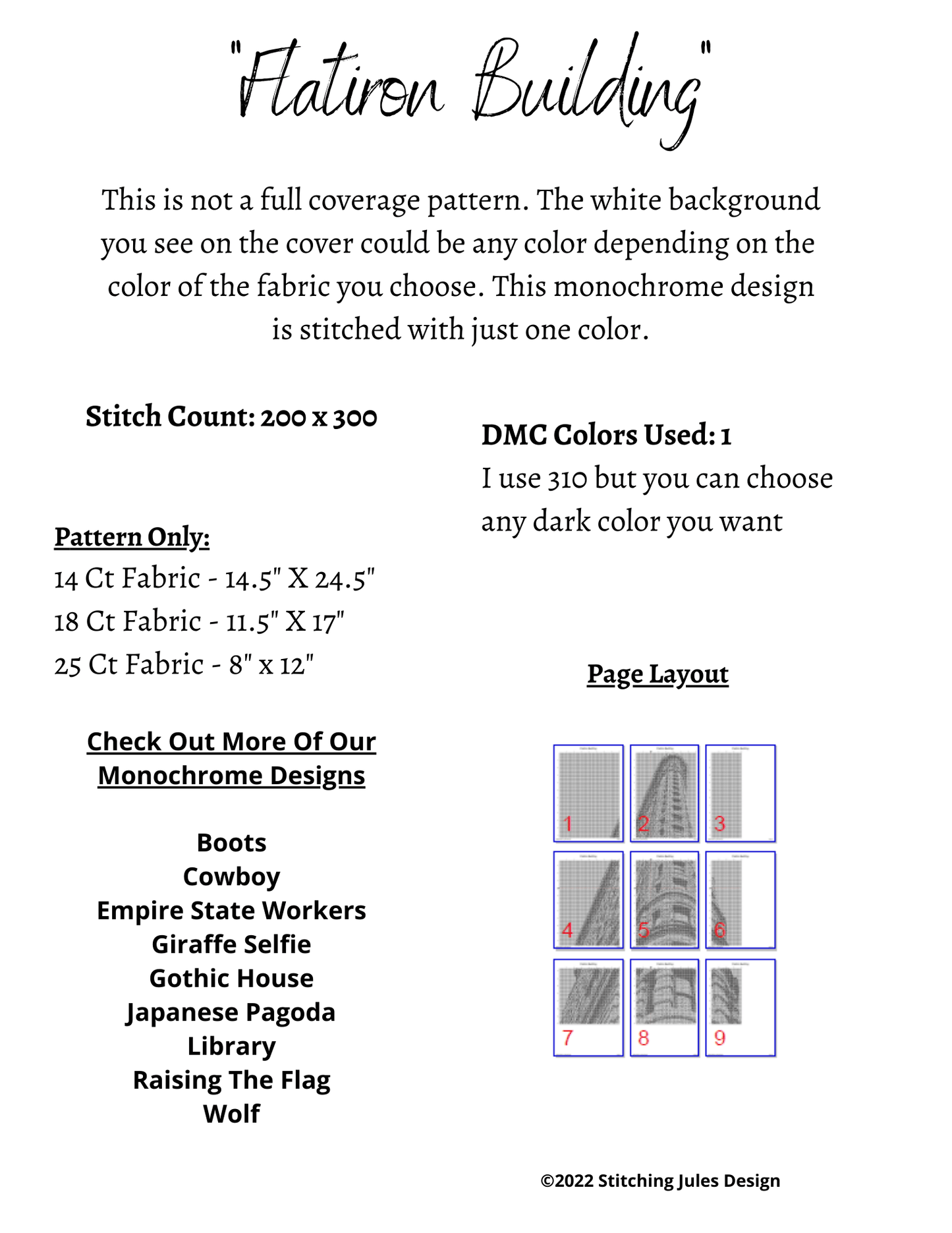 Stitching Jules Design Cross Stitch Pattern Flatiron Building New York City Cross Stitch Pattern
