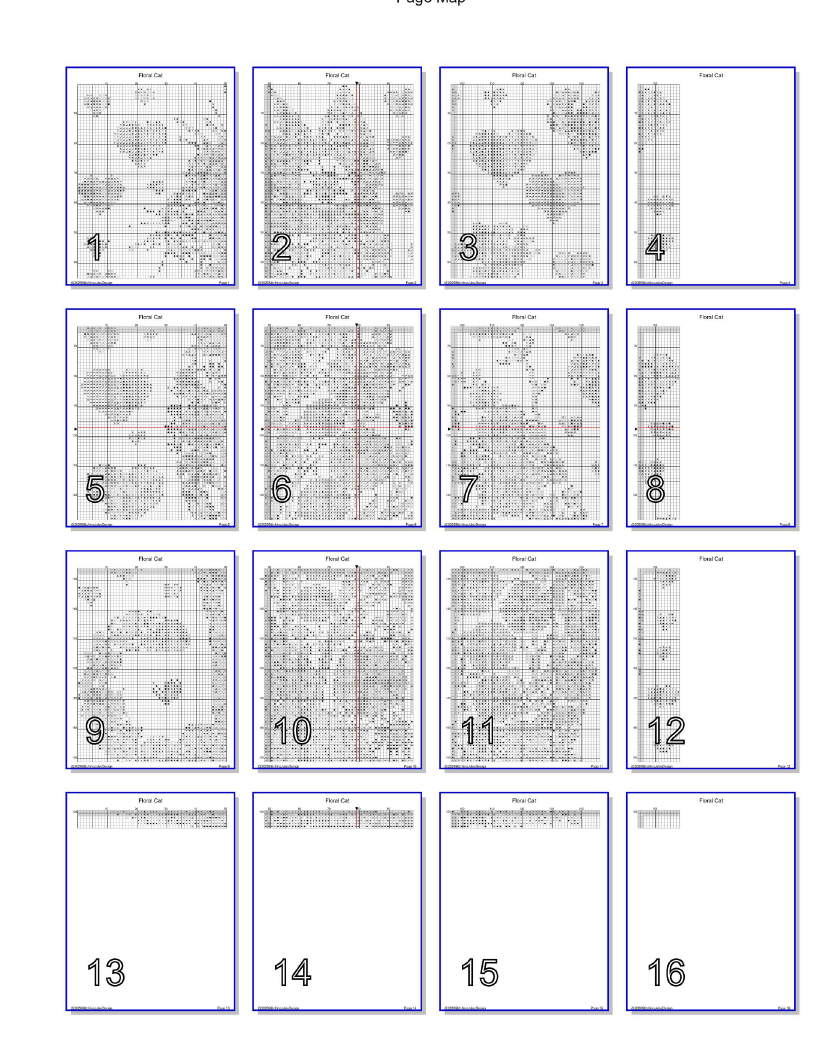 Stitching Jules Design Cross Stitch Pattern Floral Cat Flowers Feline Counted Cross-Stitch Pattern (Digital Download)