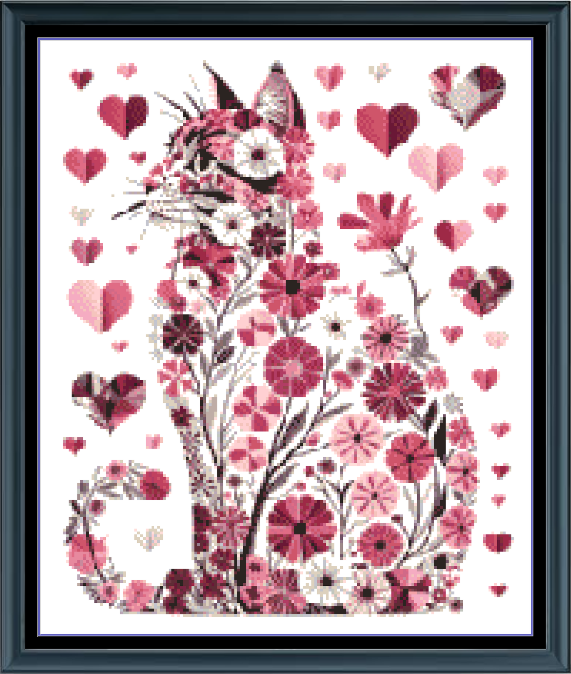 Stitching Jules Design Cross Stitch Pattern Floral Cat Flowers Feline Counted Cross-Stitch Pattern (Digital Download)