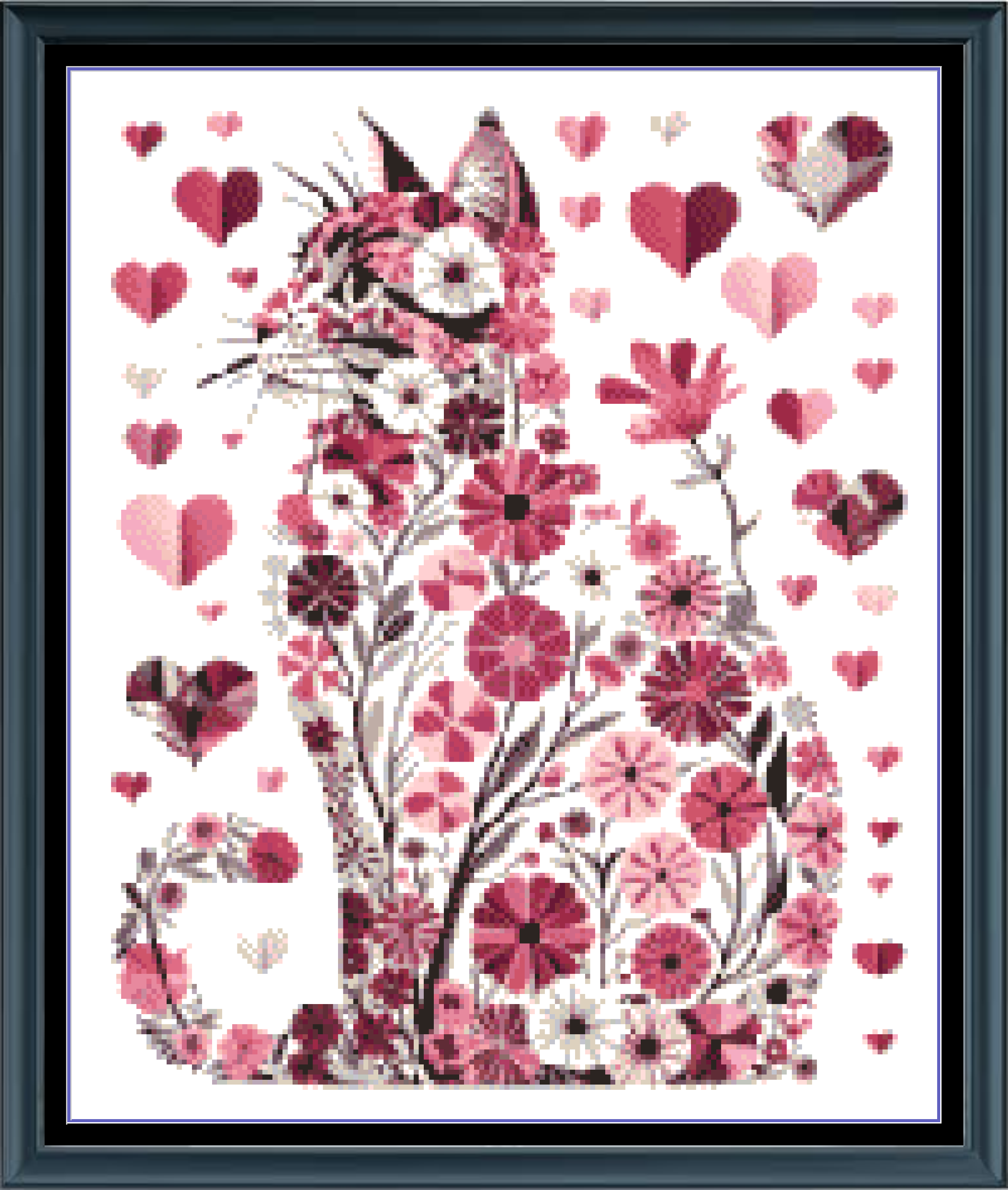 Stitching Jules Design Cross Stitch Pattern Floral Cat Flowers Feline Counted Cross-Stitch Pattern (Digital Download)
