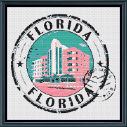 Stitching Jules Design Cross Stitch Pattern Florida Miami US State Counted Cross Stitch Pattern | Instant Download PDF