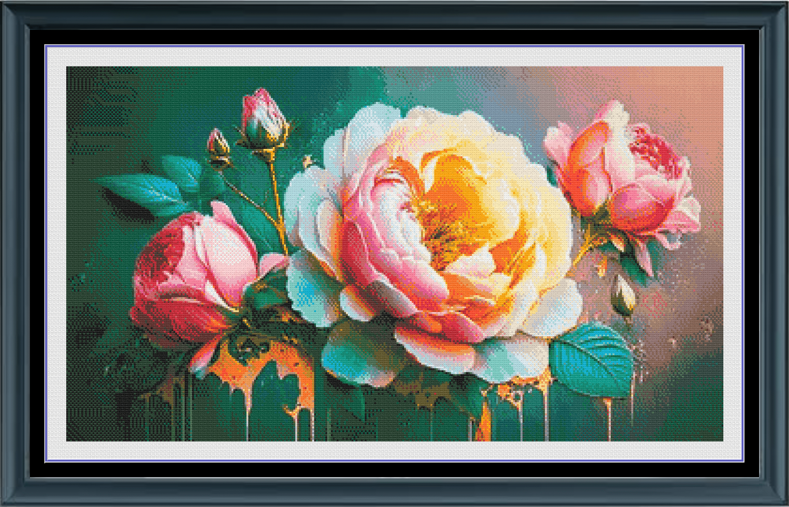 Stitching Jules Design Cross Stitch Pattern Flower Painting Floral Large Full Coverage Counted Cross-Stitch Pattern (Digital Download)