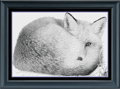 Stitching Jules Design Cross Stitch Pattern Digital PDF Download - $10 Fox Winter Animal Wildlife Snow Monochrome Cross Stitch Needlepoint Embroidery Pattern