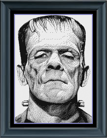 Stitching Jules Design Cross Stitch Pattern Frankenstein Monster Classic Horror Monochrome Cross Stitch Pattern Instant PDF Download