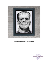 Thumbnail for Stitching Jules Design Cross Stitch Pattern Frankenstein Monster Classic Horror Monochrome Cross Stitch Pattern Instant PDF Download