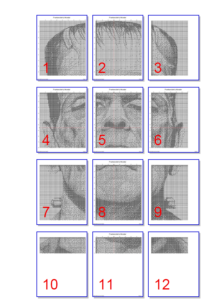 Stitching Jules Design Cross Stitch Pattern Frankenstein Monster Classic Horror Monochrome Cross Stitch Pattern Instant PDF Download