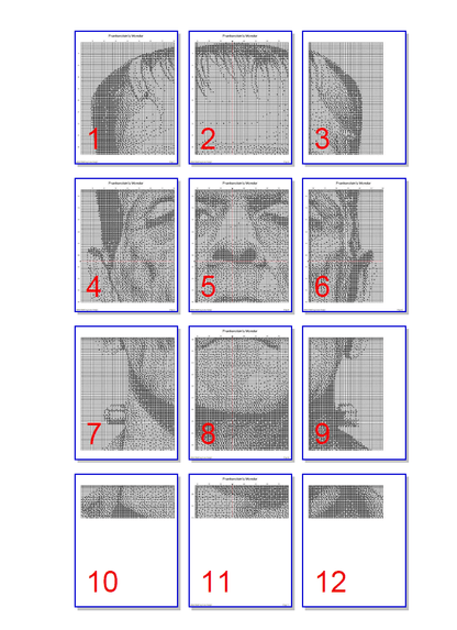 Stitching Jules Design Cross Stitch Pattern Frankenstein Monster Classic Horror Monochrome Cross Stitch Pattern Instant PDF Download