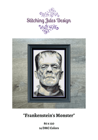 Thumbnail for Stitching Jules Design Cross Stitch Pattern Frankenstein's Monster Mini Cross-Stitch Pattern | Instant PDF Download