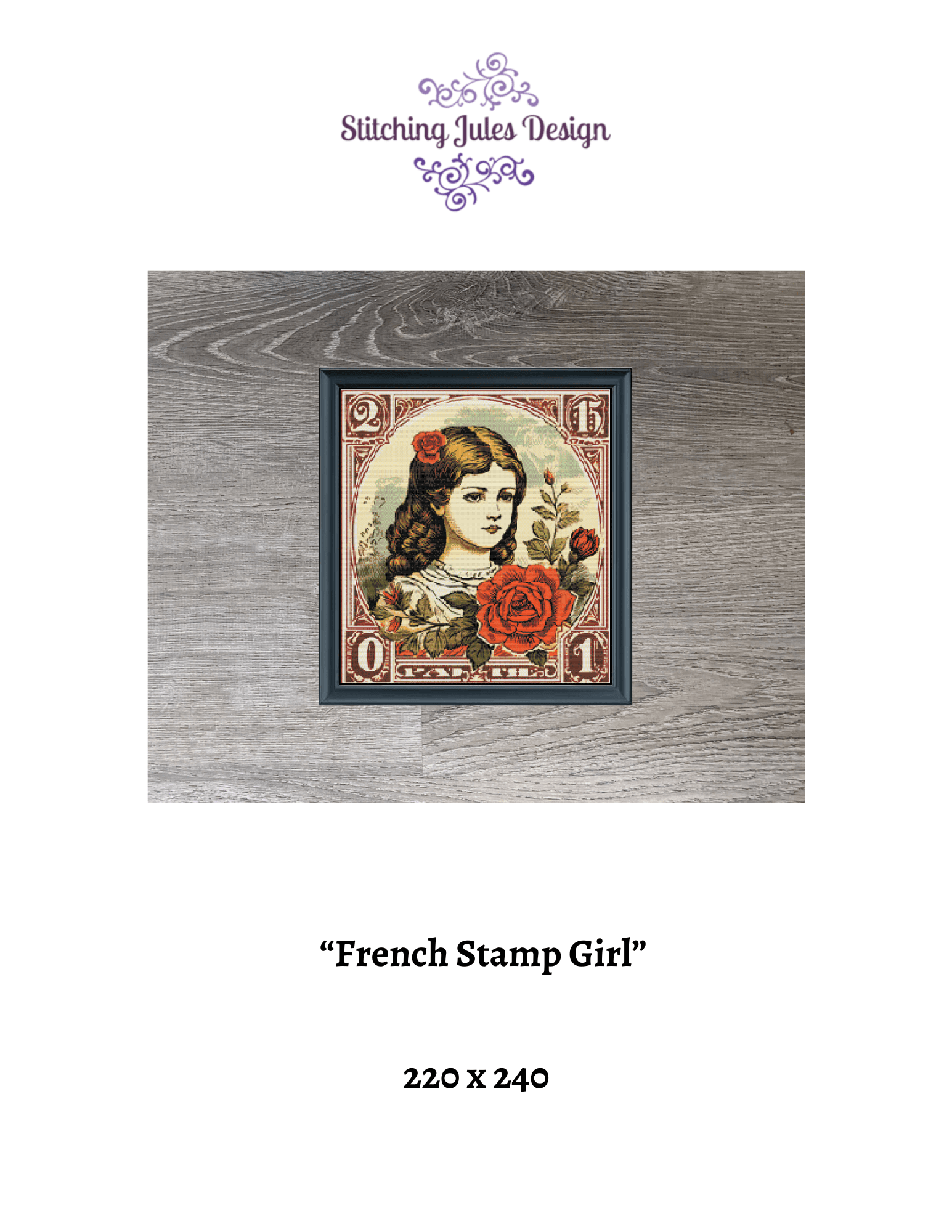Stitching Jules Design Cross Stitch Pattern French Stamp Art Counted Cross Stitch Pattern | Full Coverage | Instant Download PDF