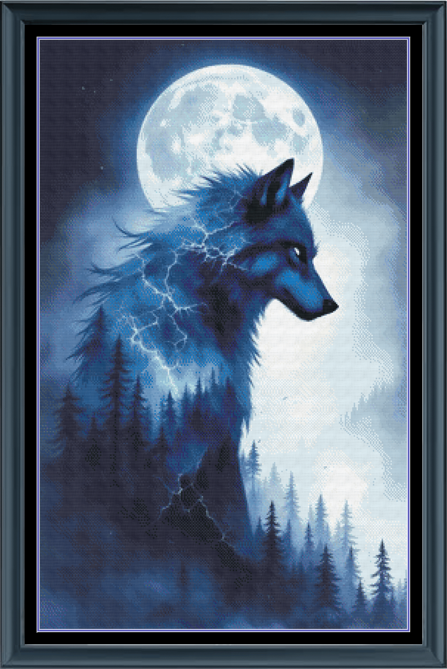 Stitching Jules Design Cross Stitch Pattern Full Moon Wolf Spiritual Animal Full Coverage Counted Cross Stitch Pattern (Digital Download)