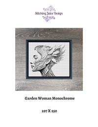 Thumbnail for Stitching Jules Design Cross Stitch Pattern Garden Woman Monochrome