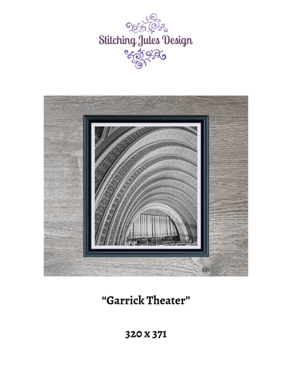 Stitching Jules Design Cross Stitch Pattern Garrick Theater Chicago Architecture Monochrome Counted Cross-Stitch Pattern (Digital Download)
