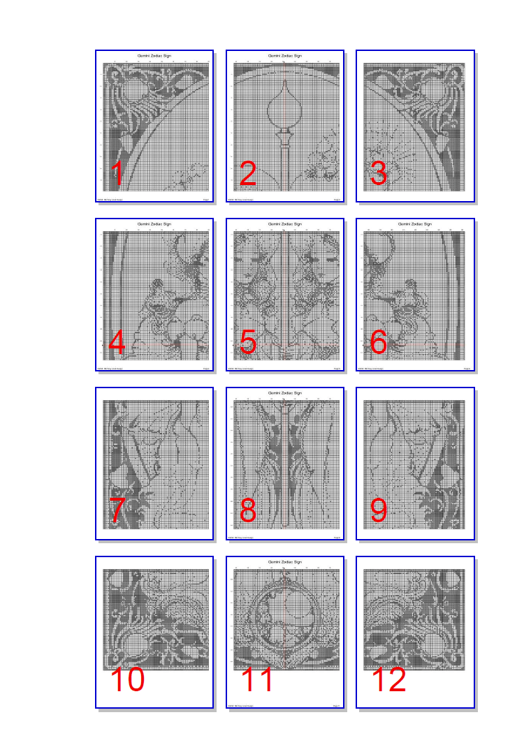 Stitching Jules Design Cross Stitch Pattern Gemini Tarot Card Zodiac Sign Monochrome Counted Cross Stitch Pattern | Blackwork Pattern | Instant Download PDF