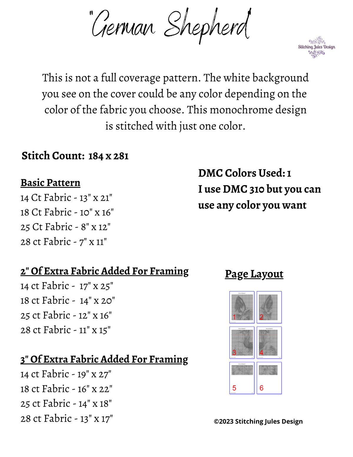Stitching Jules Design Cross Stitch Pattern German Sheperd Dog Cross Stitch Pattern | Dog Cross Stitch Pattern | Blackwork | Instant PDF Download And Physical Pattern Options