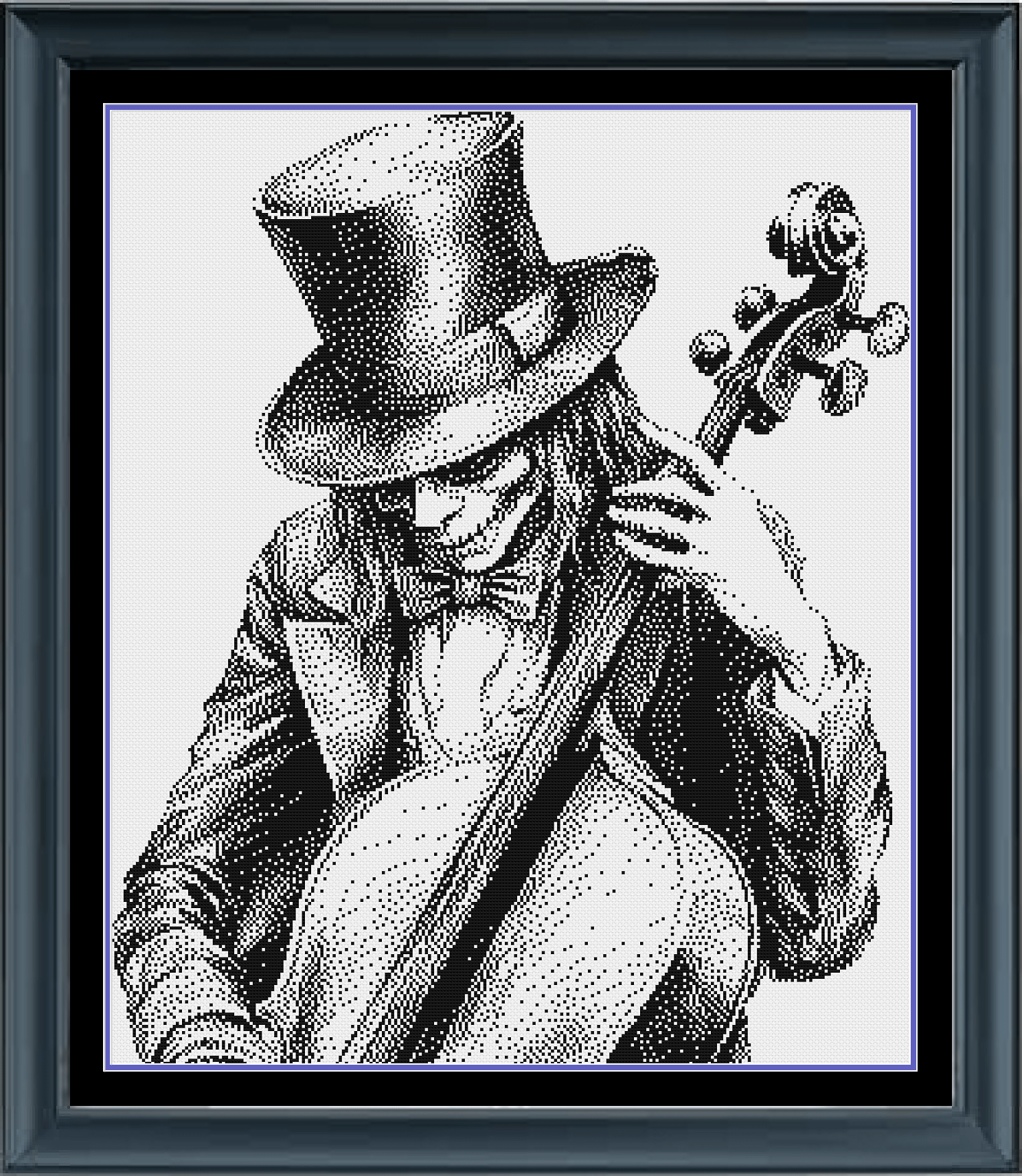 Stitching Jules Design Cross Stitch Pattern Ghost Cellist Halloween Music Counted Cross Stitch Pattern | Monochrome Blackwork | Instant Download PDF