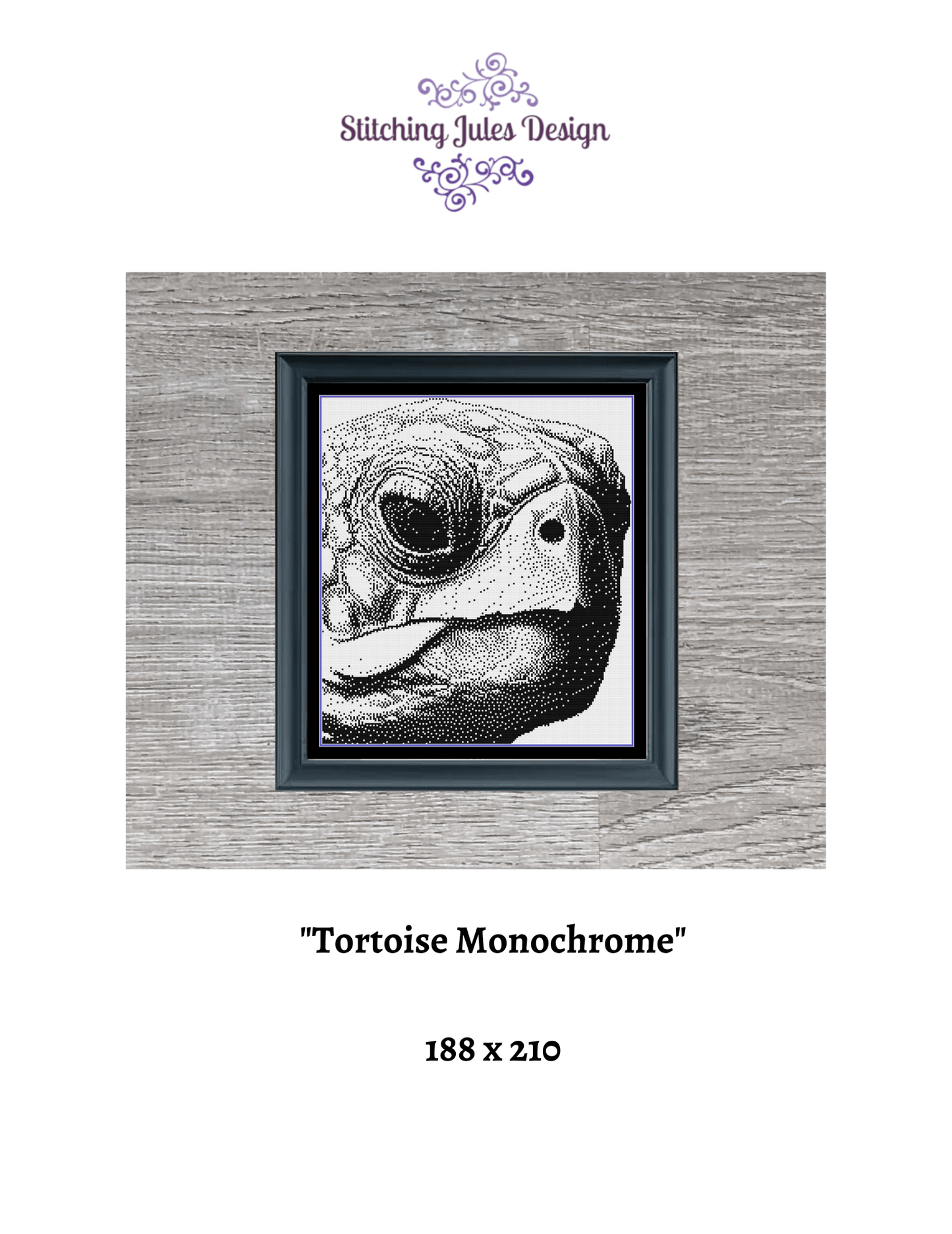 Stitching Jules Design Cross Stitch Pattern Giant Tortoise Head Cross-Stitch Pattern Instant PDF Download