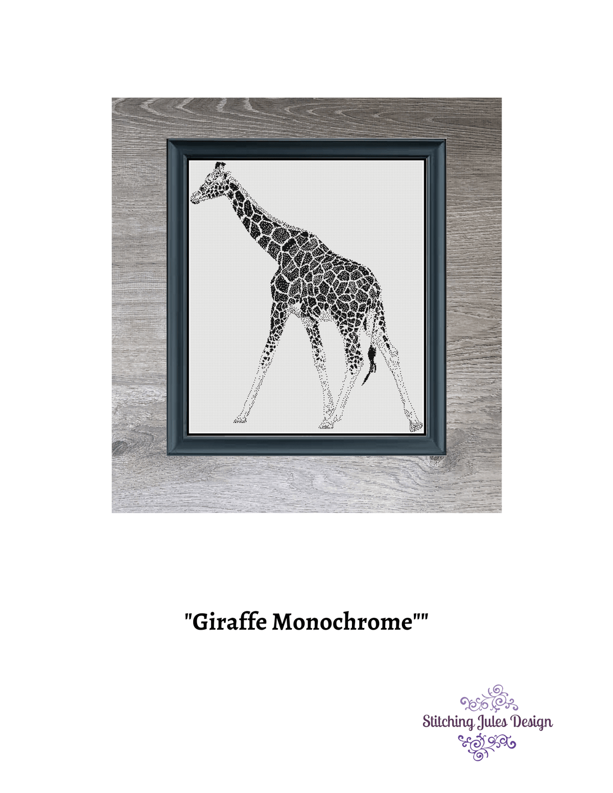 Stitching Jules Design Cross Stitch Pattern Giraffe Cross Stitch Pattern | Animal Cross Stitch Pattern | Blackwork | Instant PDF Download And Physical Pattern Options