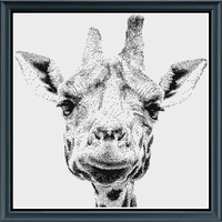 Thumbnail for Stitching Jules Design Cross Stitch Pattern Giraffe Selfie Monochrome Cross Stitch Pattern PDF Download