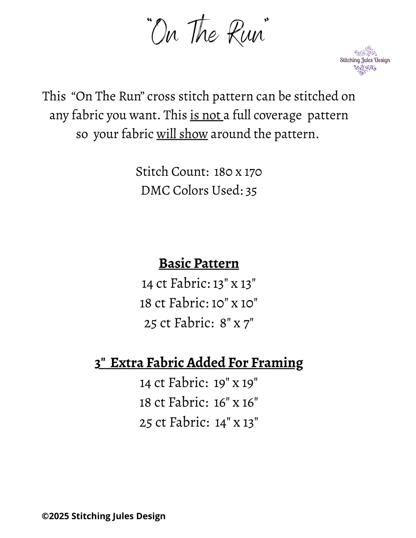 Stitching Jules Design Cross Stitch Pattern Girl Running Autumn Fall Mini Counted Cross-Stitch Pattern (Digital Download)