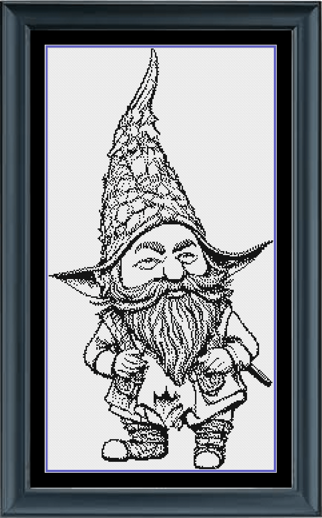 Stitching Jules Design Cross Stitch Pattern Gnome Dwarf Fantasy Cross Stitch Pattern | Monochrome Blackwork | Instant Download PDF