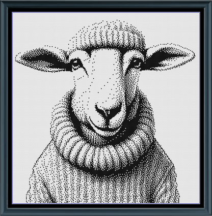 Stitching Jules Design Cross Stitch Pattern Goat Animal Clothes Sweater Funny Monochrome Blackwork Counted Cross Stitch Pattern Digital Download