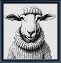 Thumbnail for Stitching Jules Design Cross Stitch Pattern Goat Animal Clothes Sweater Funny Monochrome Blackwork Counted Cross Stitch Pattern Digital Download