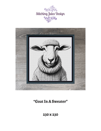 Thumbnail for Stitching Jules Design Cross Stitch Pattern Goat Animal Clothes Sweater Funny Monochrome Blackwork Counted Cross Stitch Pattern Digital Download