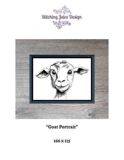 Stitching Jules Design Cross Stitch Pattern Goat Barnyard Animal Monochrome Counted Cross-Stitch Pattern (Digital Download)