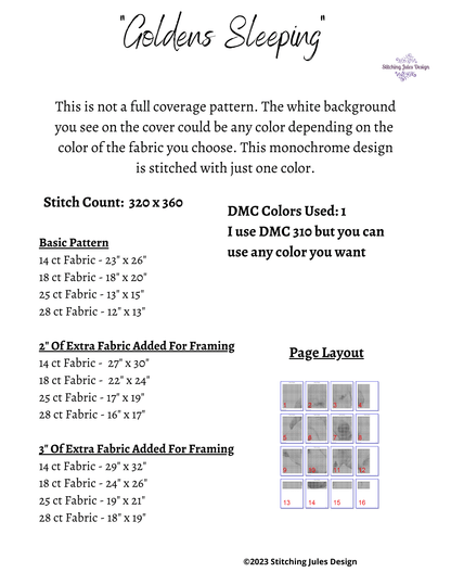 Stitching Jules Design Cross Stitch Pattern Golden Retriever Cross Stitch Pattern | Dog Cross Stitch Pattern | Blackwork | Instant PDF Download And Physical Pattern Options