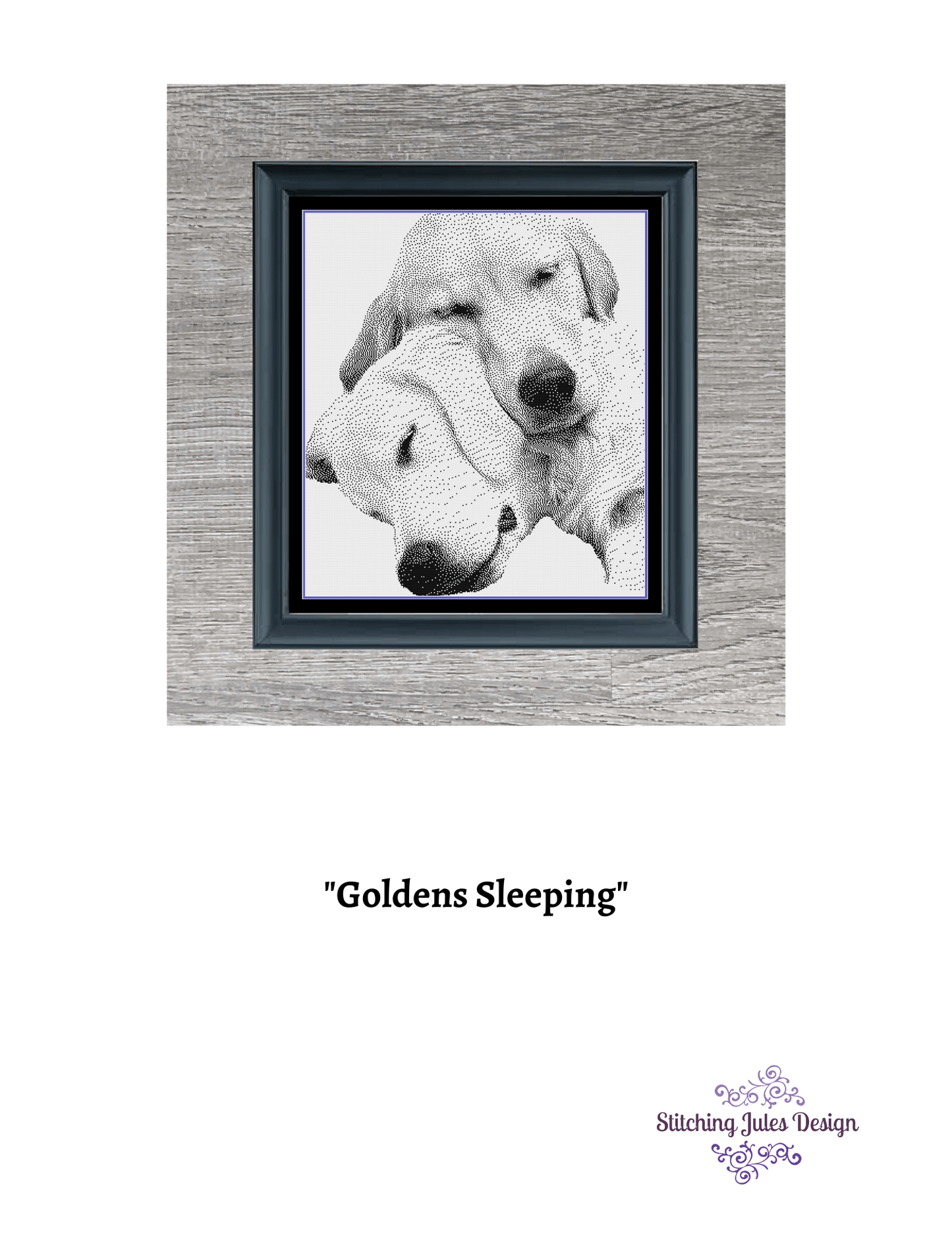 Stitching Jules Design Cross Stitch Pattern Golden Retriever Cross Stitch Pattern | Dog Cross Stitch Pattern | Blackwork | Instant PDF Download And Physical Pattern Options