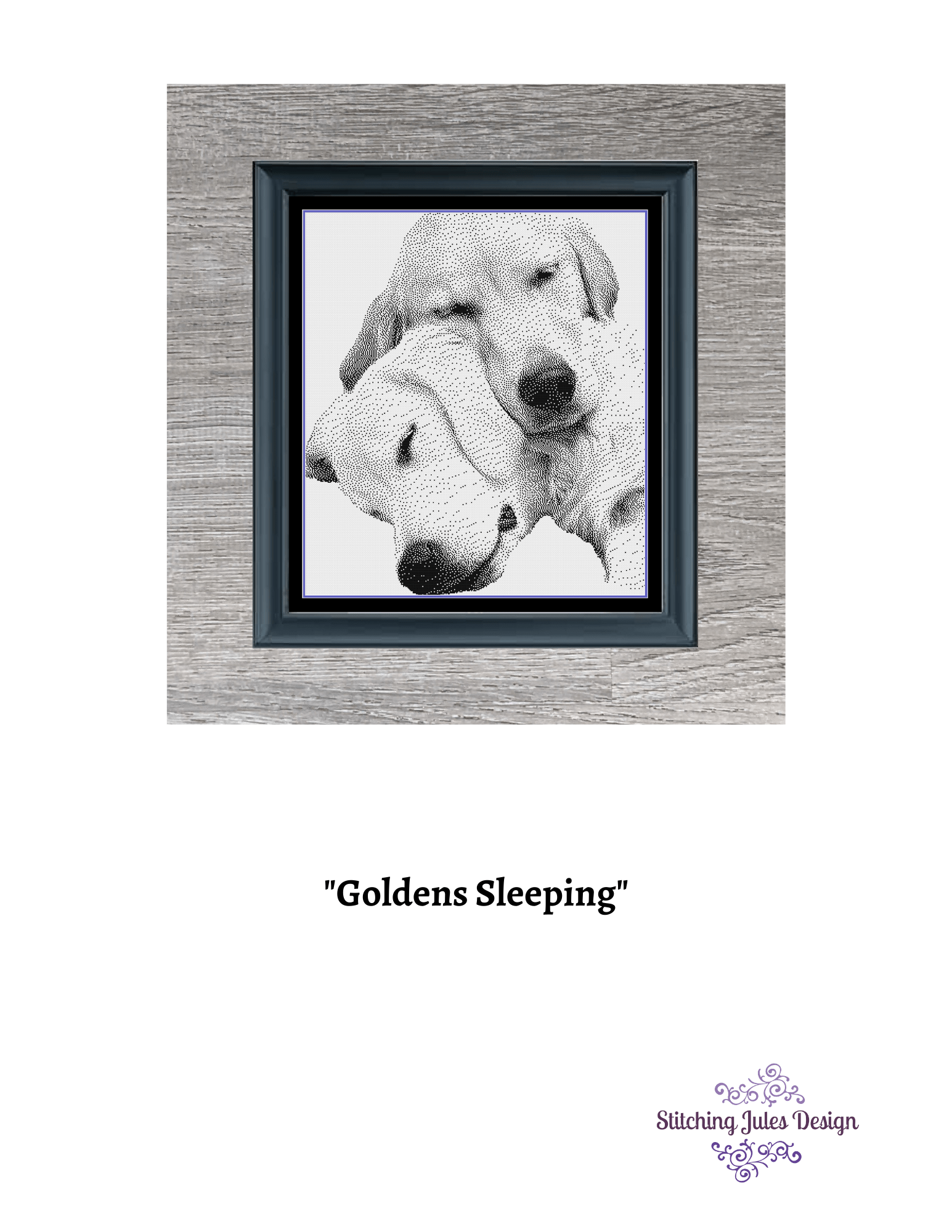 Stitching Jules Design Cross Stitch Pattern Golden Retriever Cross Stitch Pattern | Dog Cross Stitch Pattern | Blackwork | Instant PDF Download And Physical Pattern Options