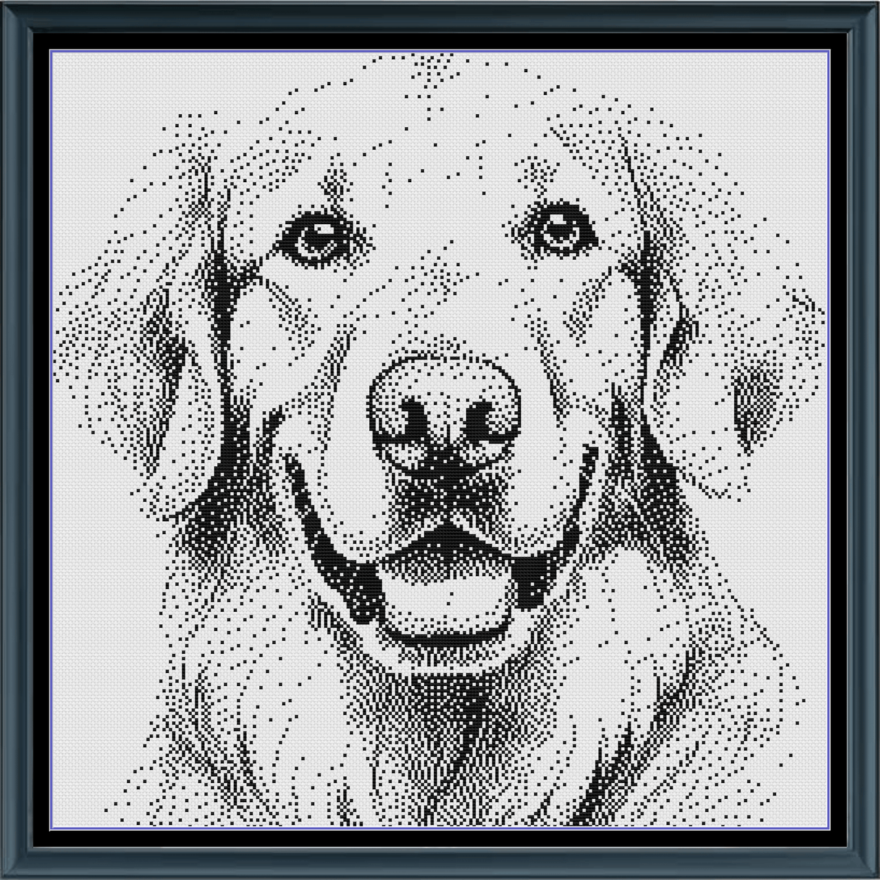 Stitching Jules Design Cross Stitch Pattern Golden Retriever Monochrome